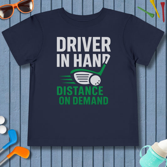 Driver in Hand - Distance on Demand - Toddler Golf T-Shirt in Navy