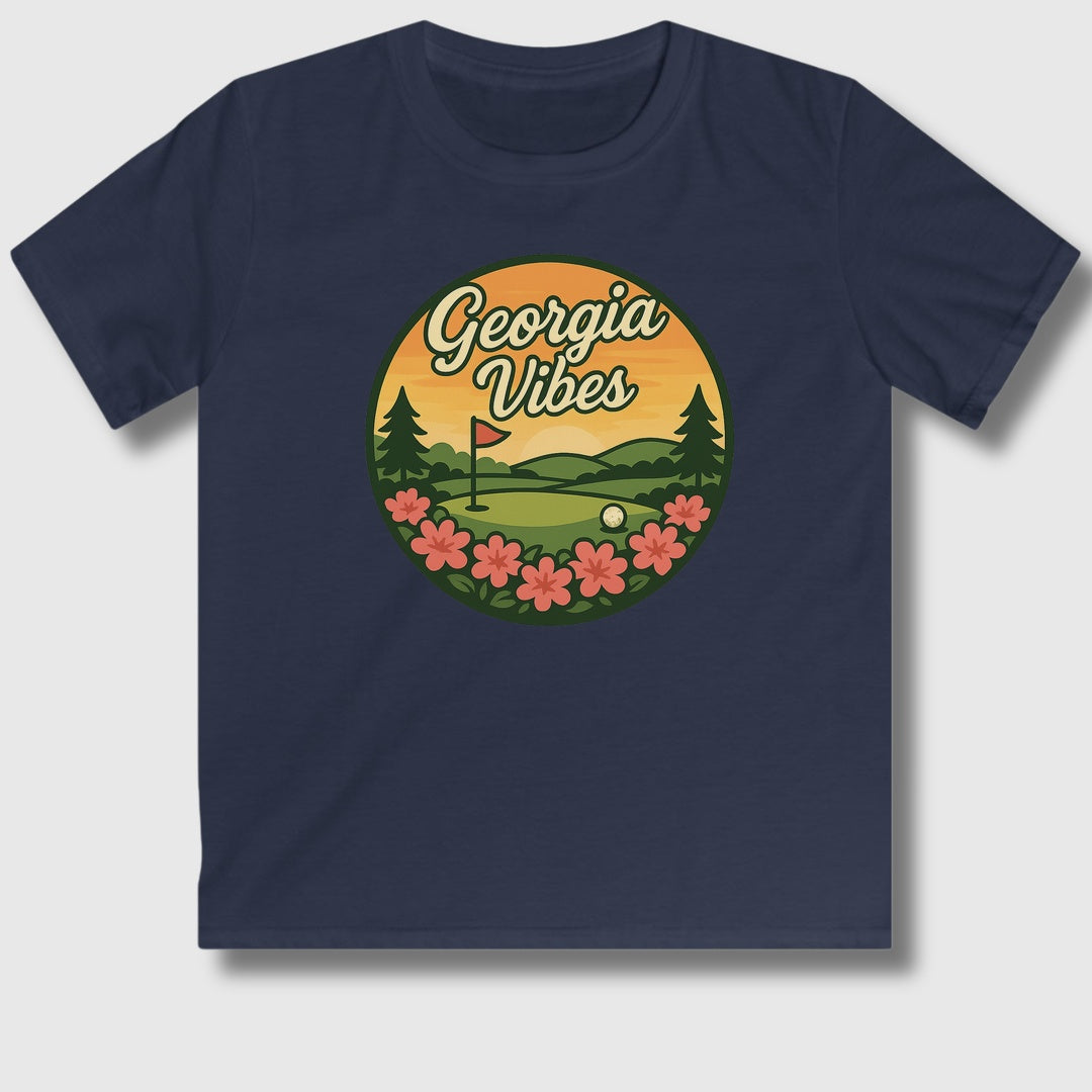 Golf Vibes - Georgia Azalea Edition - Youth Golf T-Shirt in Navy