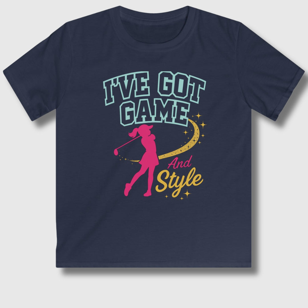 I've Got Game And Style - Youth Golf T-Shirt in Navy