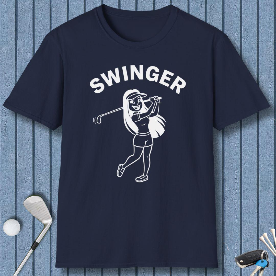 Retro “Swinger” Women’s Golf T-Shirt – Funny Vintage Golf Design