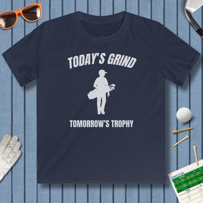 Today's Grind - Tomorrow's Trophy (male) - Youth Golf T-Shirt in Navy