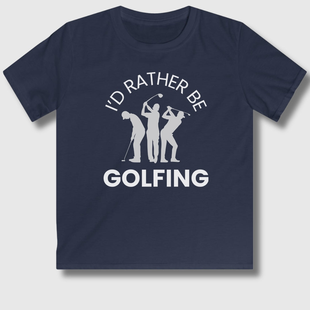 I'd Rather Be Golfing - Youth Golf T-Shirt in Navy
