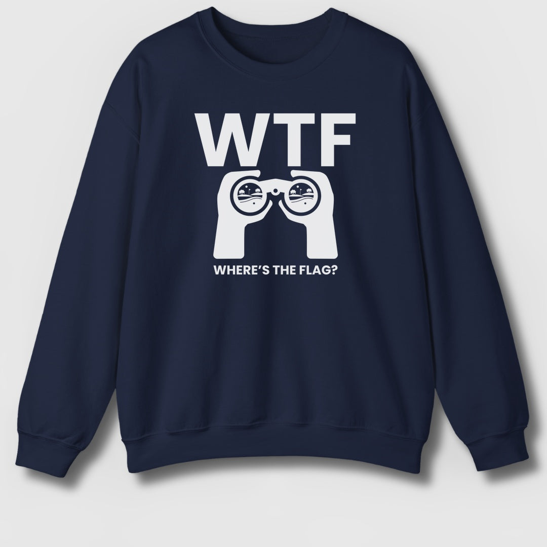 WTF - Where's the Flag - Adult Golf Sweatshirt in Navy