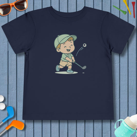 Happy Boy Golfer - Toddler Golf T-Shirt in Navy