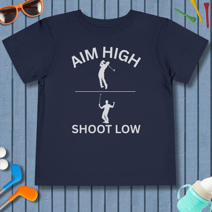 Aim High - Shoot Low (Male) - Toddler Golf T-Shirt in Navy
