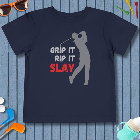 GRIP IT, RIP IT, SLAY (Male) - Toddler Golf T-Shirt in Navy