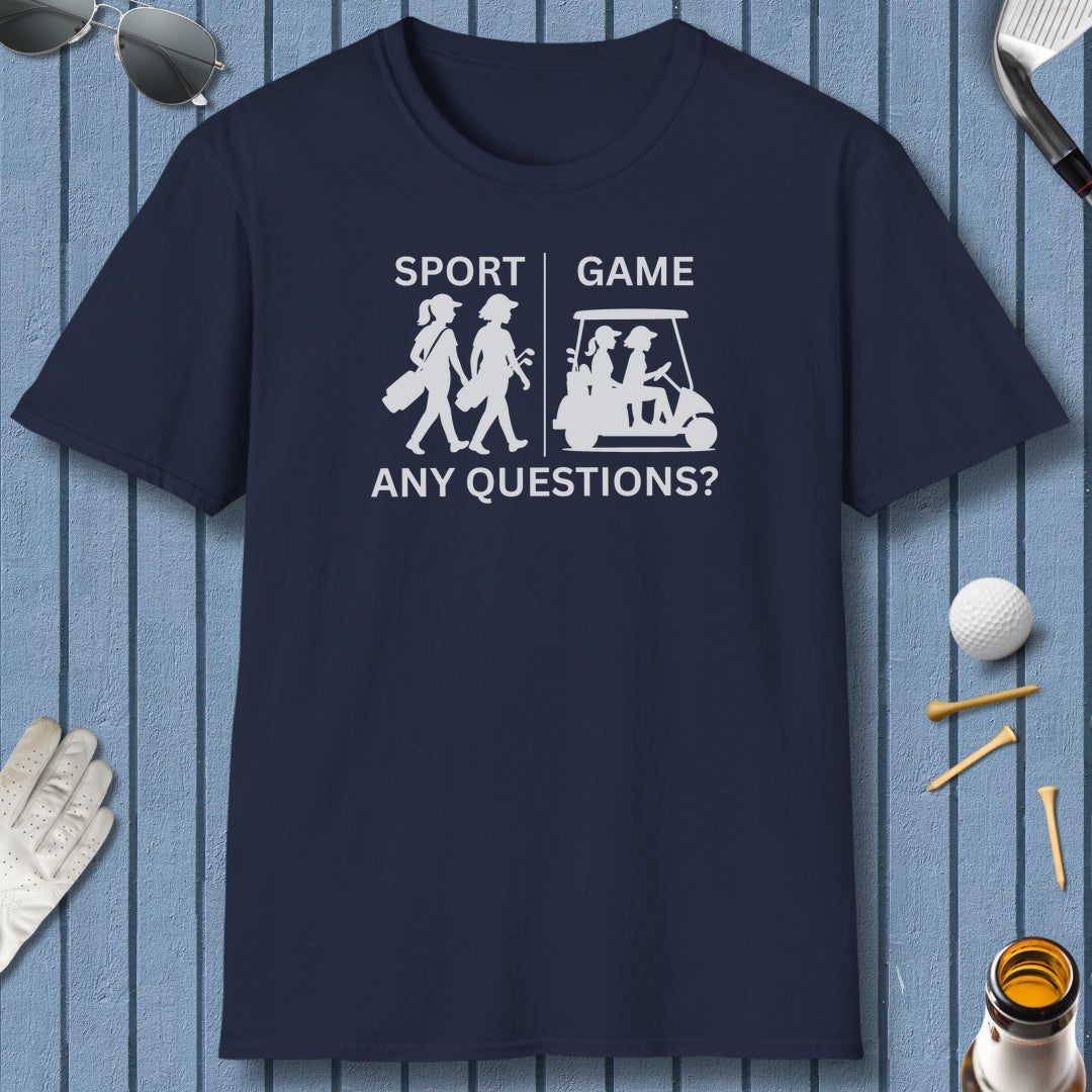 SPORT vs. GAME (Female) - Adult Golf T-Shirt in Navy