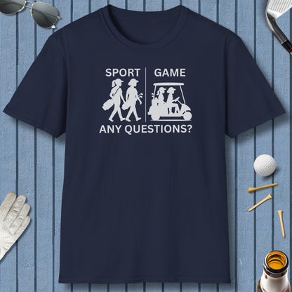 SPORT vs. GAME (Female) - Adult Golf T-Shirt in Navy