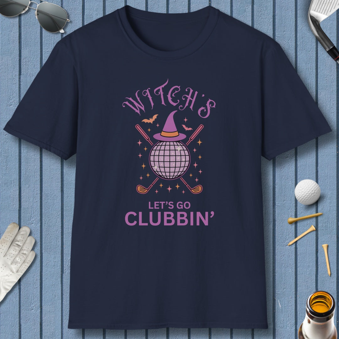 Witches, Let's Go Clubbin'! - Adult Golf T-Shirt in Navy