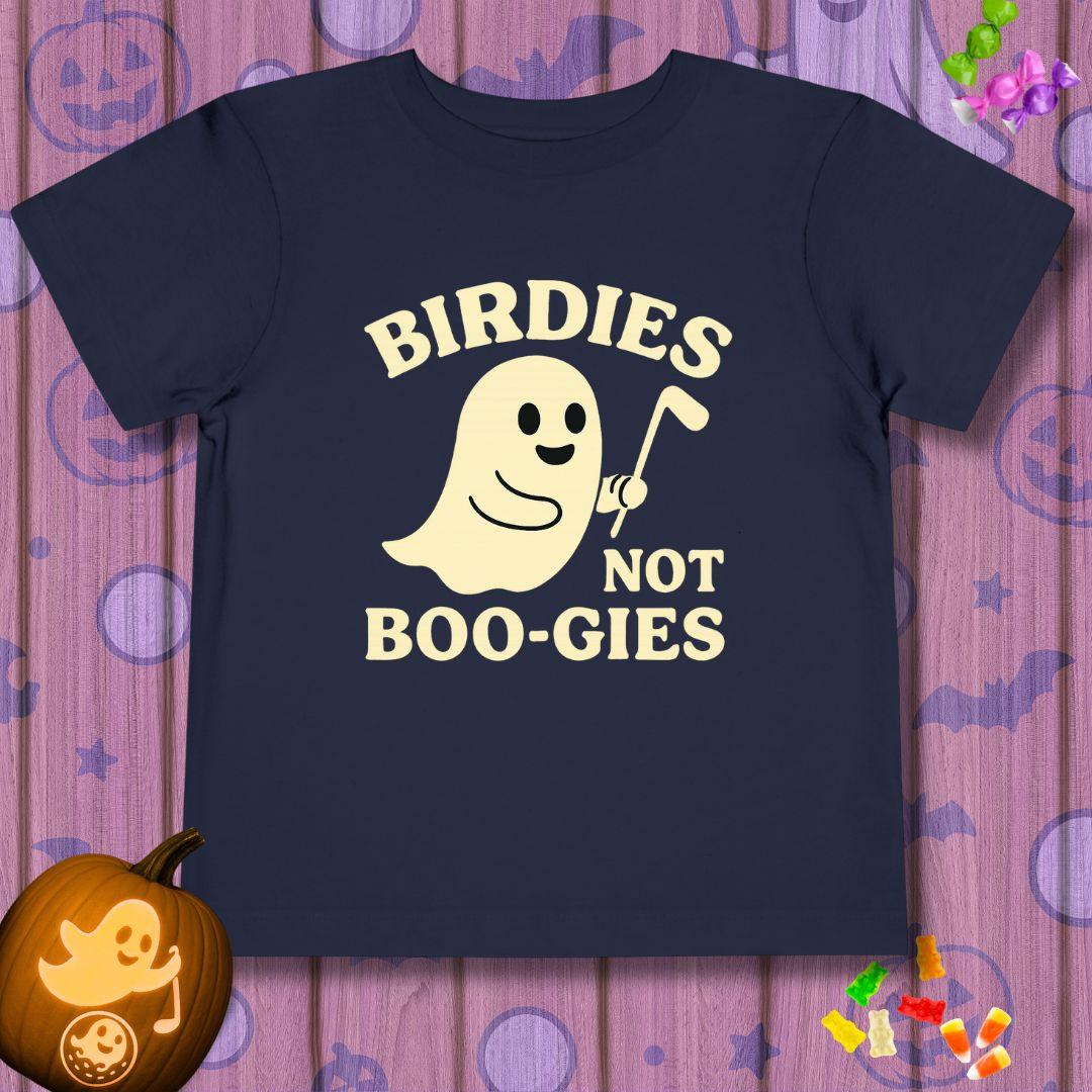 BIRDIES not BOO-GIES - Halloween - Toddler T-Shirt in Navy, great for casual wear. Find more fun golf focused products at oneforetheages.com