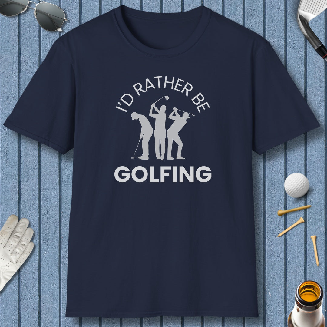 I'd Rather Be Golfing - Adult Golf T-Shirt in Navy