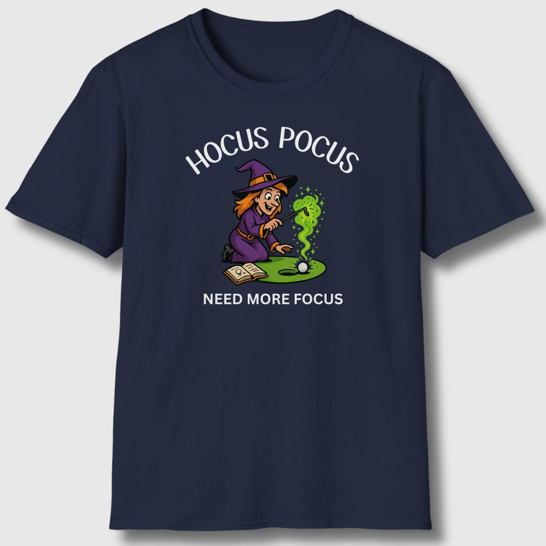 Hocus Pocus, Need More Focus - Adult Golf T-Shirt in Navy
