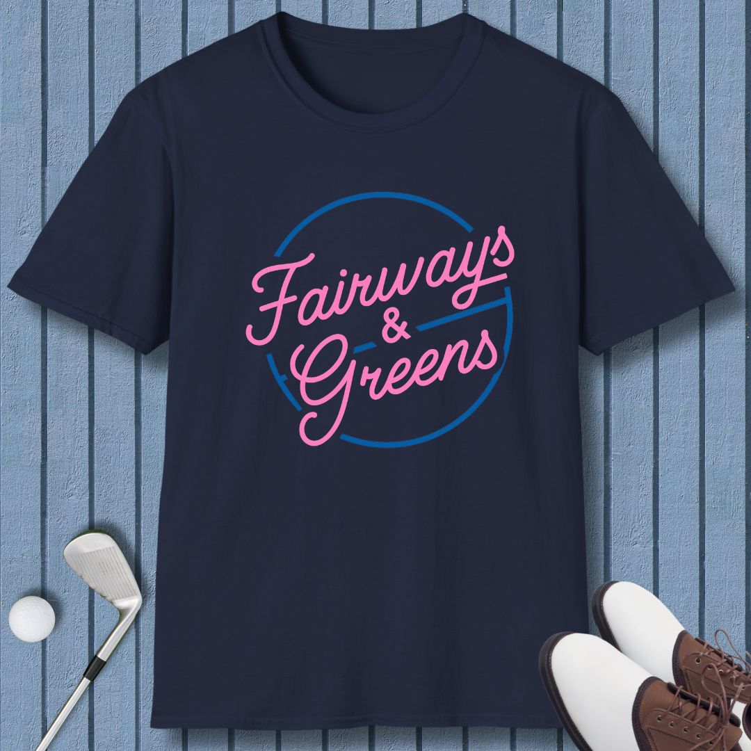Fairways & Greens - T-shirt in Navy, great for casual wear. Find more fun golf focused products at oneforetheages.com