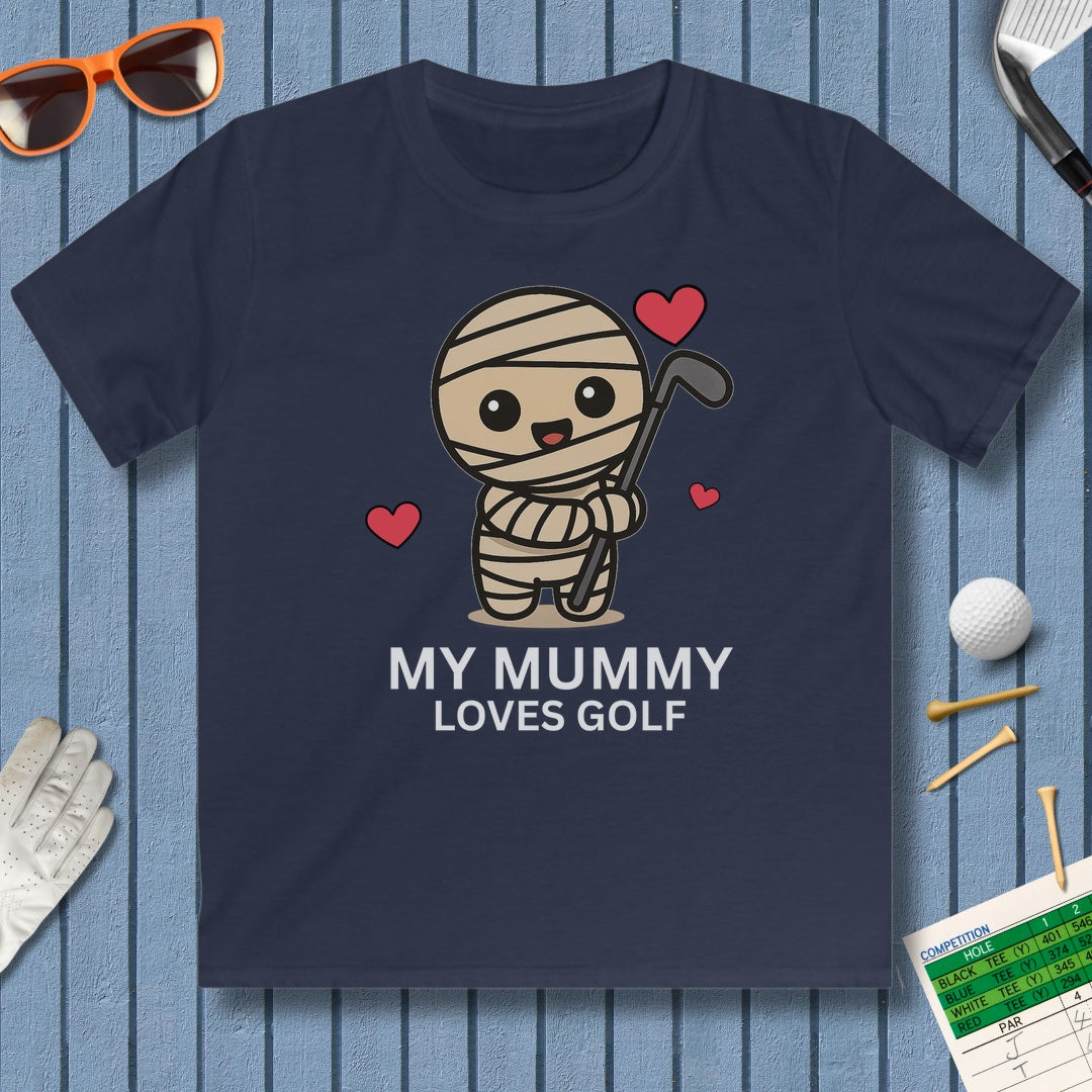 My Mummy Loves Golf - Youth Golf T-Shirt in Navy