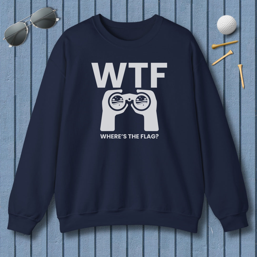 WTF - Where's the Flag - Adult Golf Sweatshirt in Navy