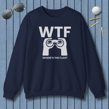 WTF - Where's the Flag - Adult Golf Sweatshirt in Navy