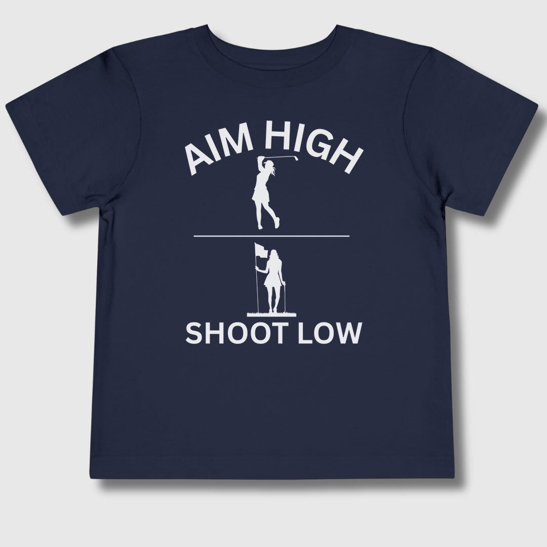 Aim High - Shoot Low (Female) - Toddler Golf T-Shirt in Navy