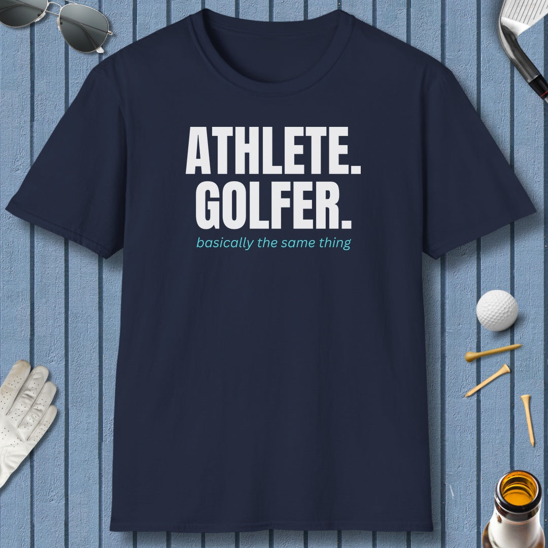 Athlete. Golfer. Basically the Same Thing - Adult Golf T-Shirt in Navy
