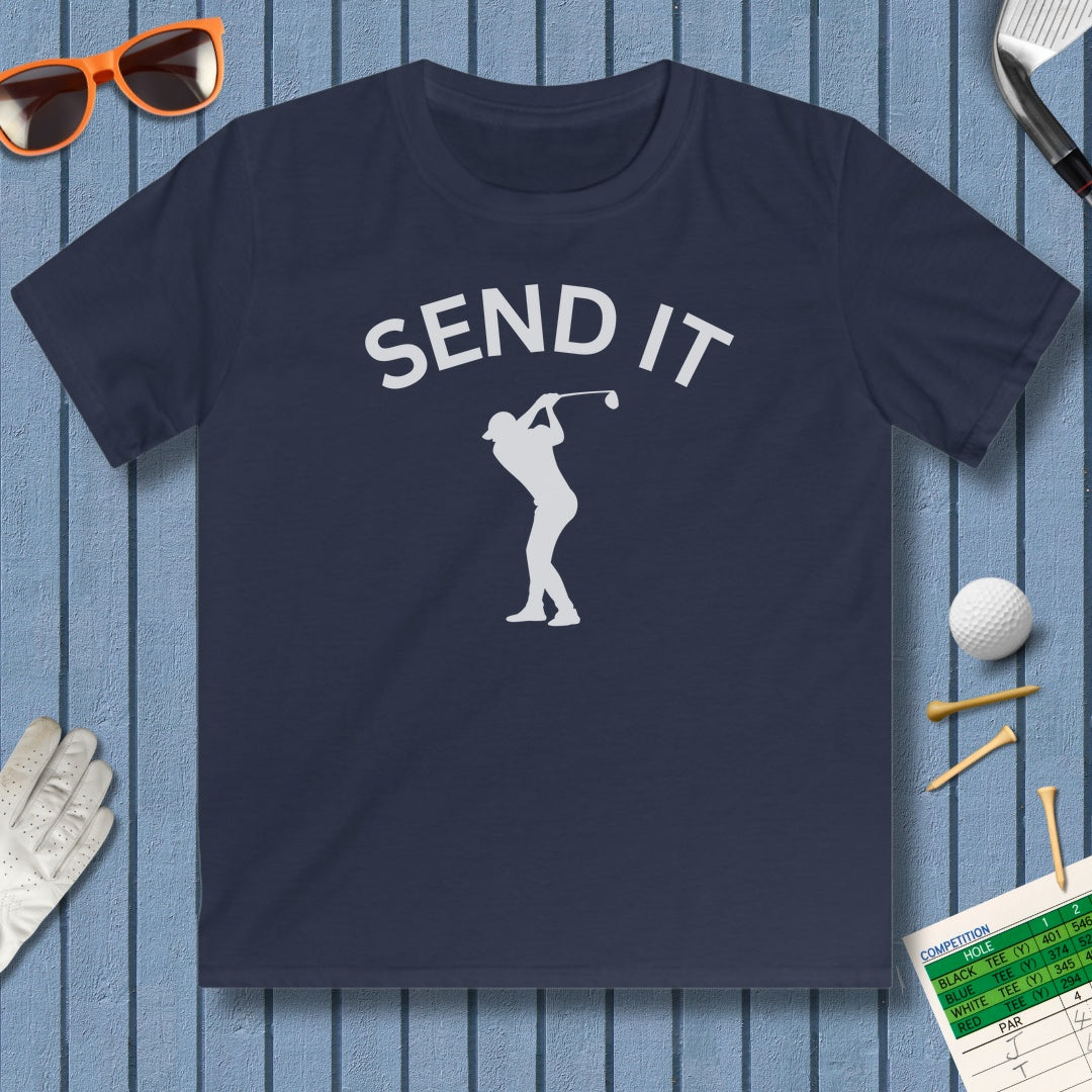 SEND IT (Male) - Youth Golf T-Shirt in Navy
