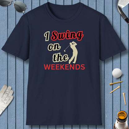 I Swing on the Weekends - Adult Golf T-Shirt in Navy