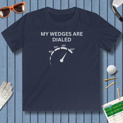 My Wedges are Dialed - Youth Golf T-Shirt in Navy