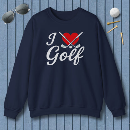 I Love Golf - Adult Golf Sweatshirt in Navy