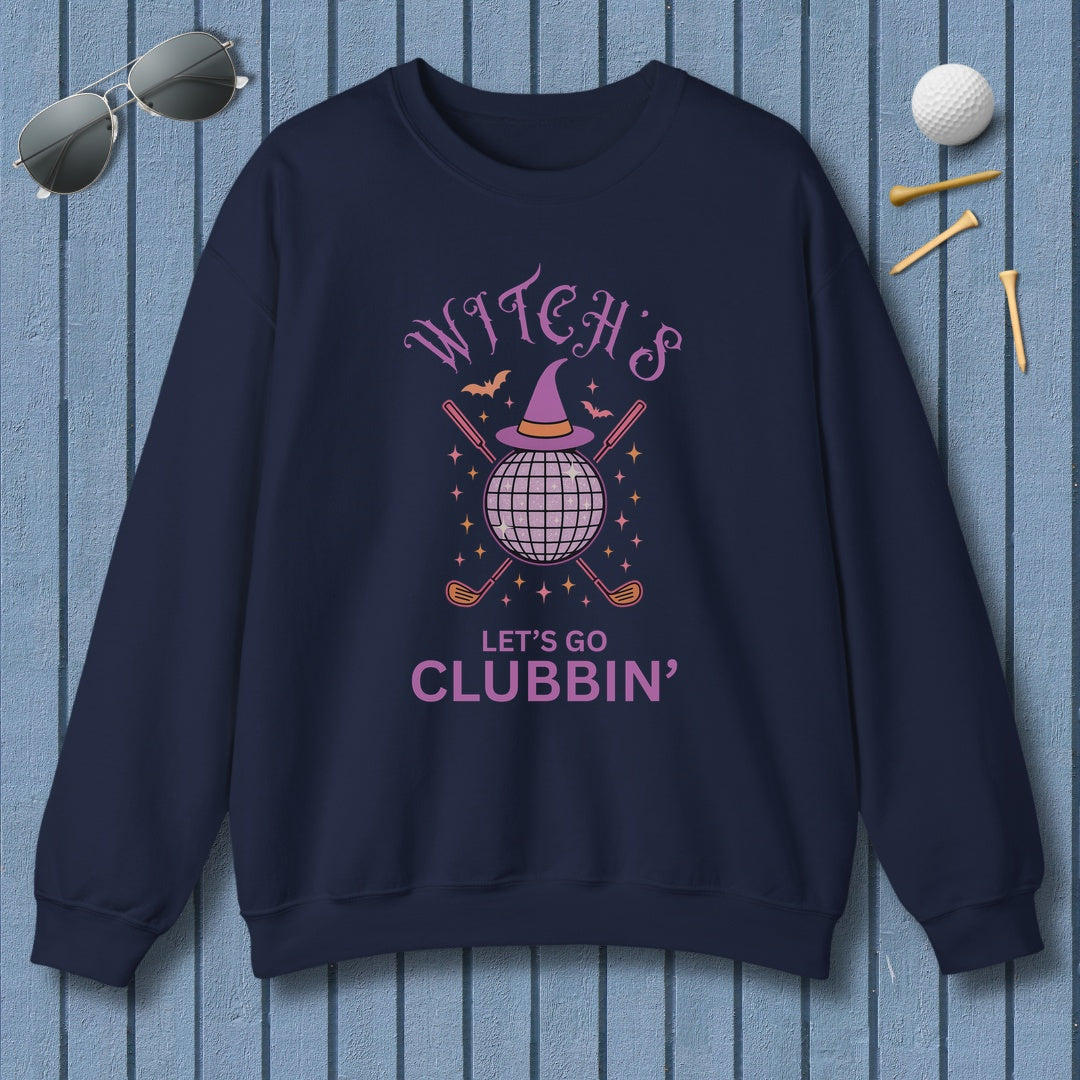 Witches, Let's Go Clubbin'! - Adult Golf Sweatshirt in Navy