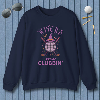 Witches, Let's Go Clubbin'! - Adult Golf Sweatshirt in Navy