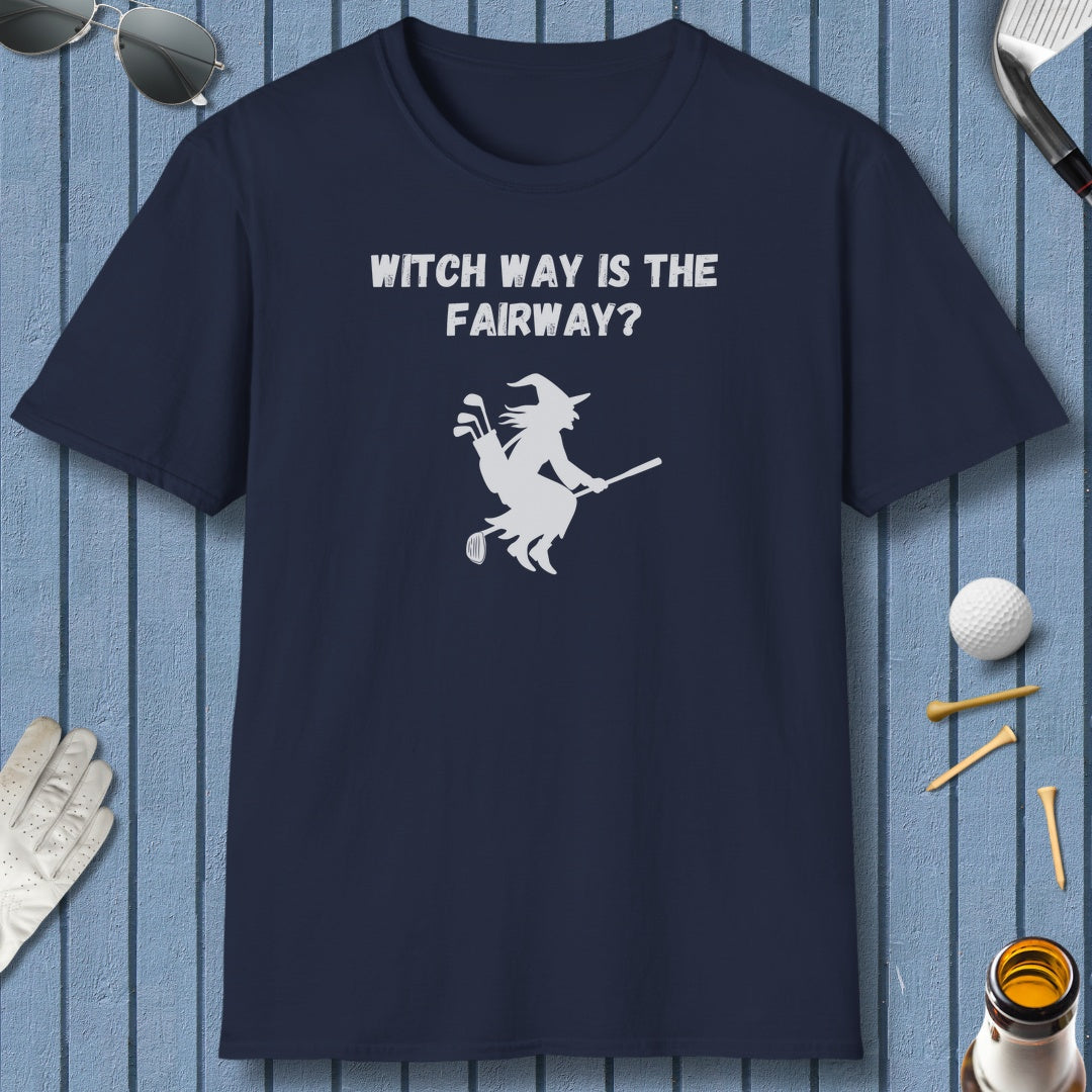 Witch Way is the Fairway - Adult Golf T-Shirt in Navy