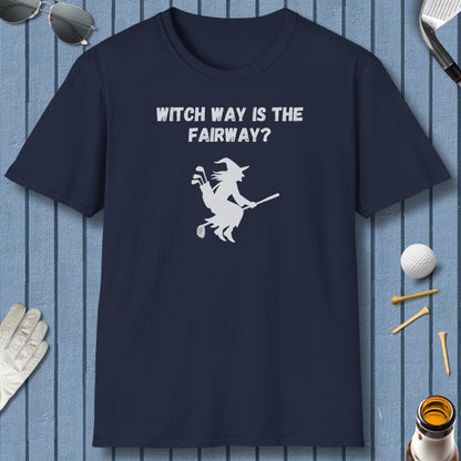 Witch Way is the Fairway - Adult Golf T-Shirt in Navy
