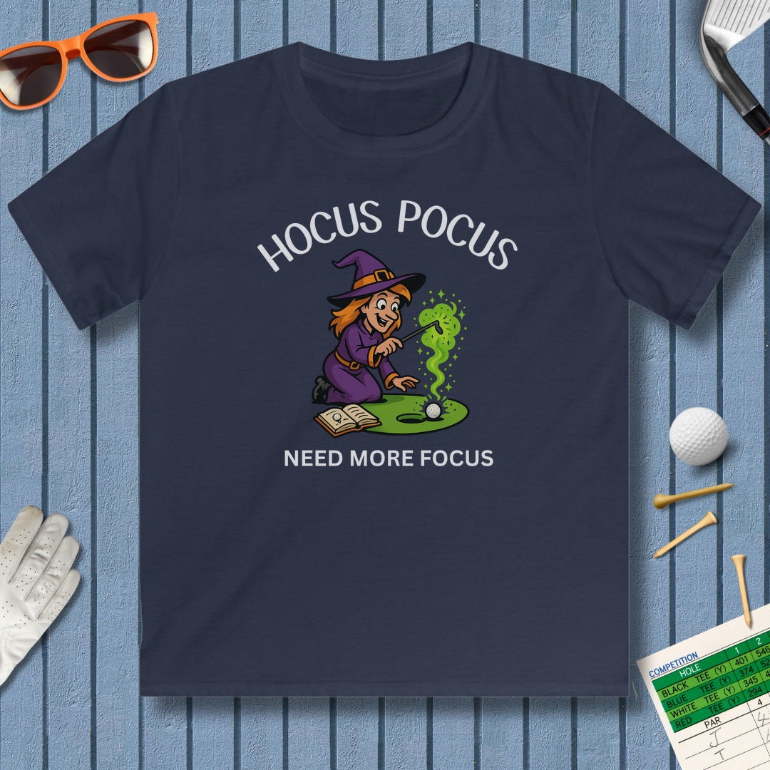 Hocus Pocus, Need More Focus - Youth Golf T-Shirt in Navy