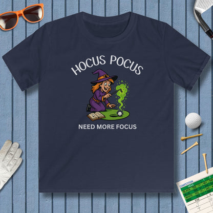 Hocus Pocus, Need More Focus - Youth Golf T-Shirt in Navy