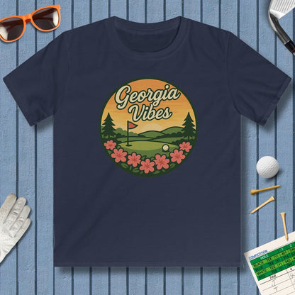 Golf Vibes - Georgia Azalea Edition - Youth Golf T-Shirt in Navy