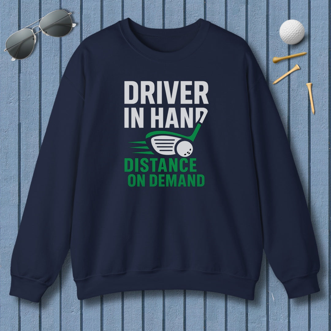 Driver in Hand - Distance on Demand - Adult Golf Sweatshirt in Navy