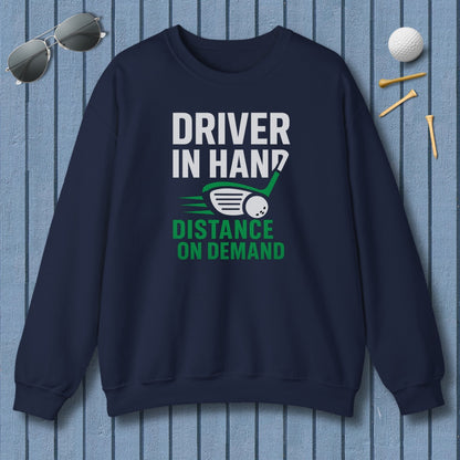 Driver in Hand - Distance on Demand - Adult Golf Sweatshirt in Navy