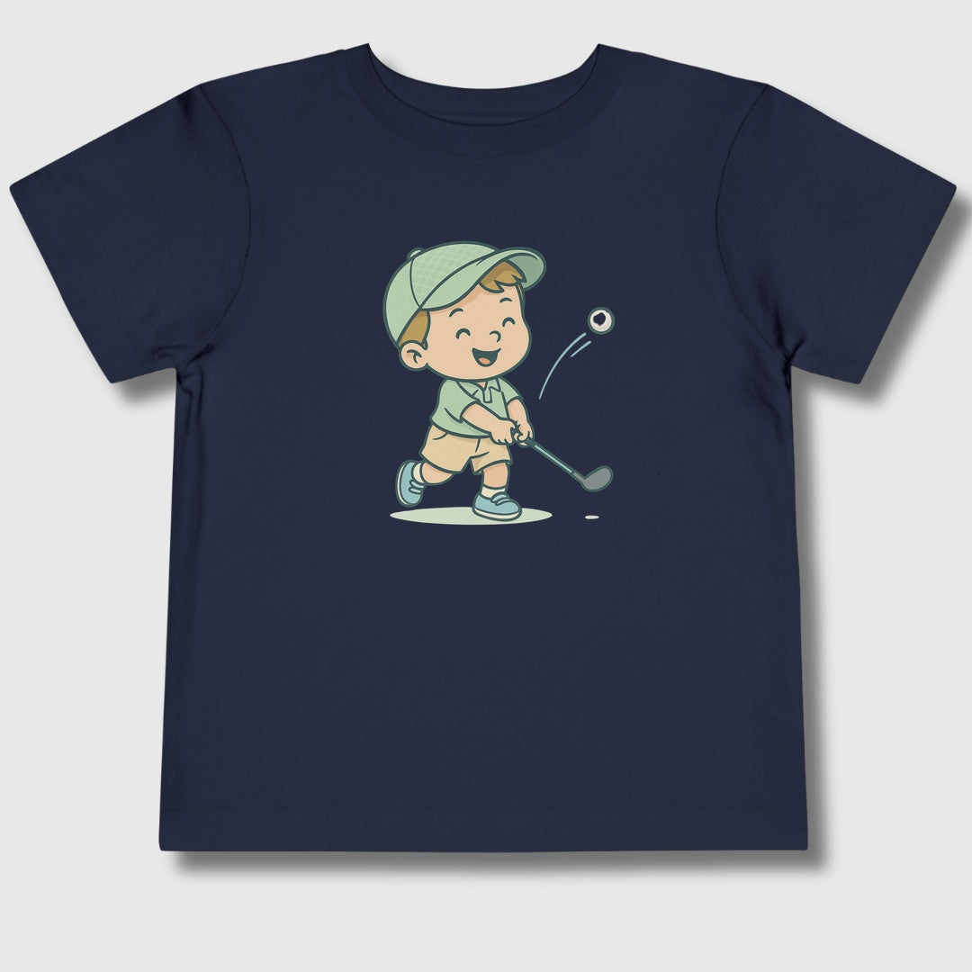 Happy Boy Golfer - Toddler Golf T-Shirt in Navy