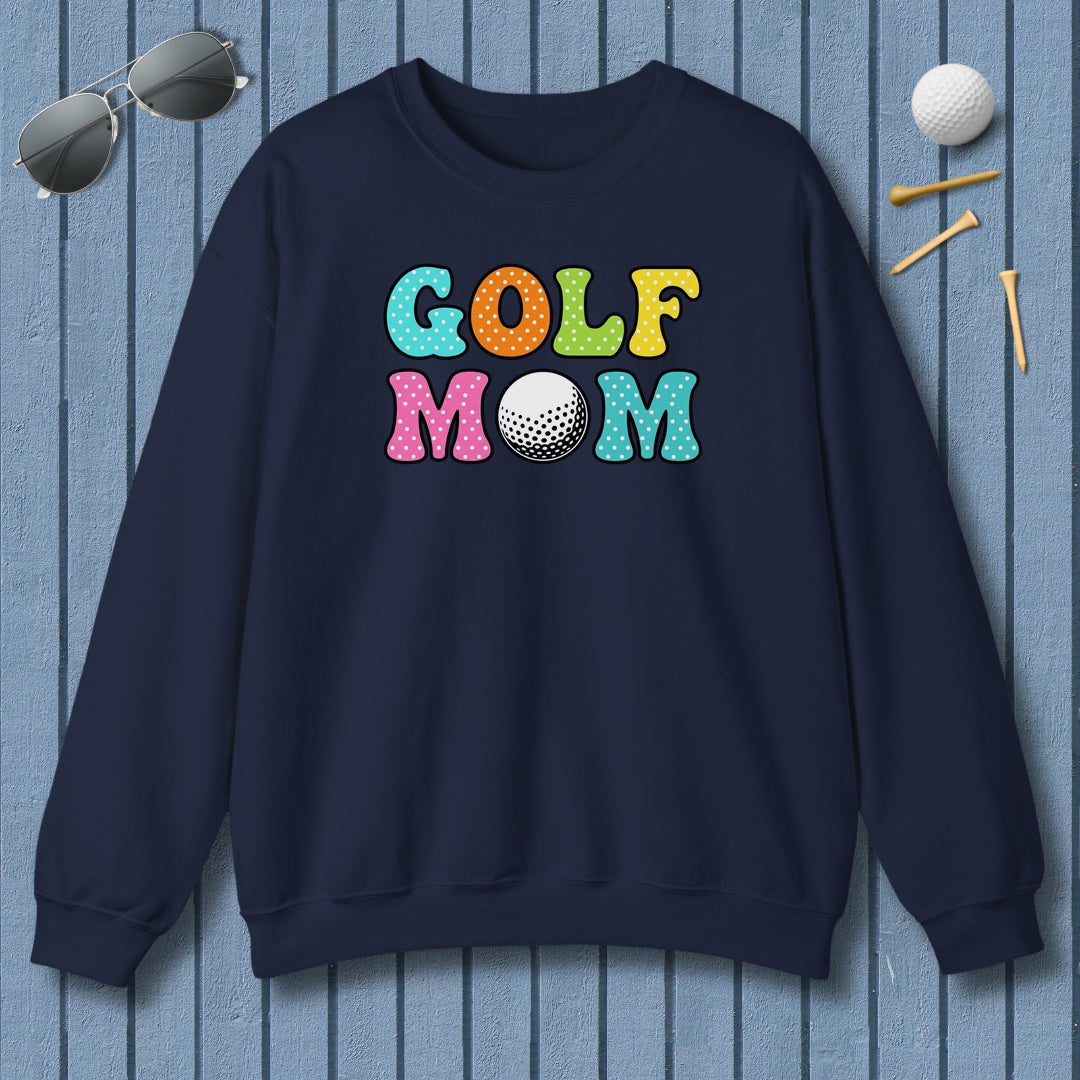 BUBBLY GOLF MOM, Polka Dot Pop - Adult Golf Sweatshirt in Navy
