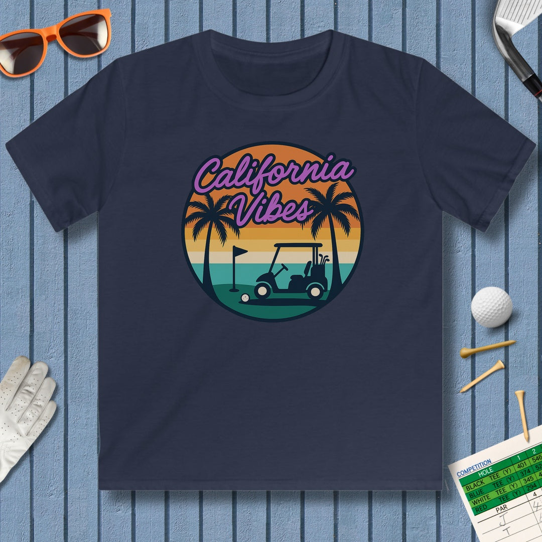 Golf Vibes - California Coast Edition - Youth Golf T-Shirt in Navy