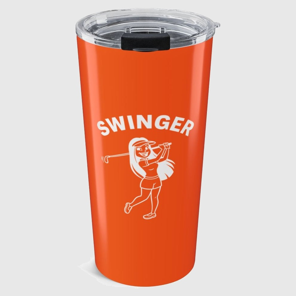 Retro Swinger Women's Golf T-Shirt - 20oz Tumbler in Orange