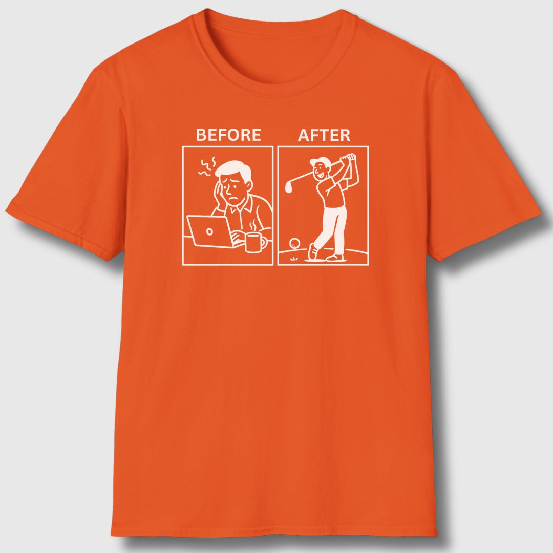 Before & After - Adult Golf T-Shirt in Orange