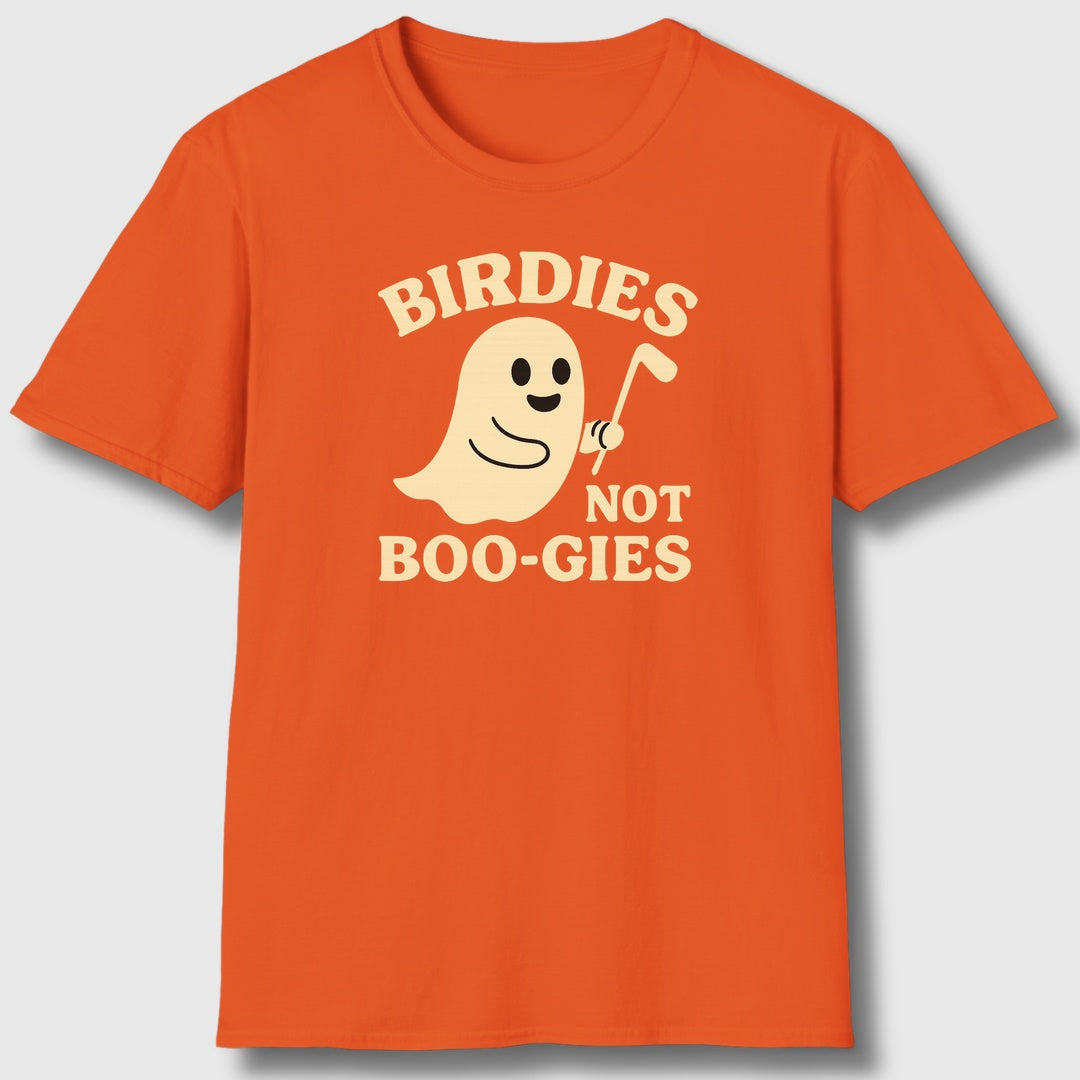 Birdies not BOO-GIES - Adult Golf T-Shirt in Orange