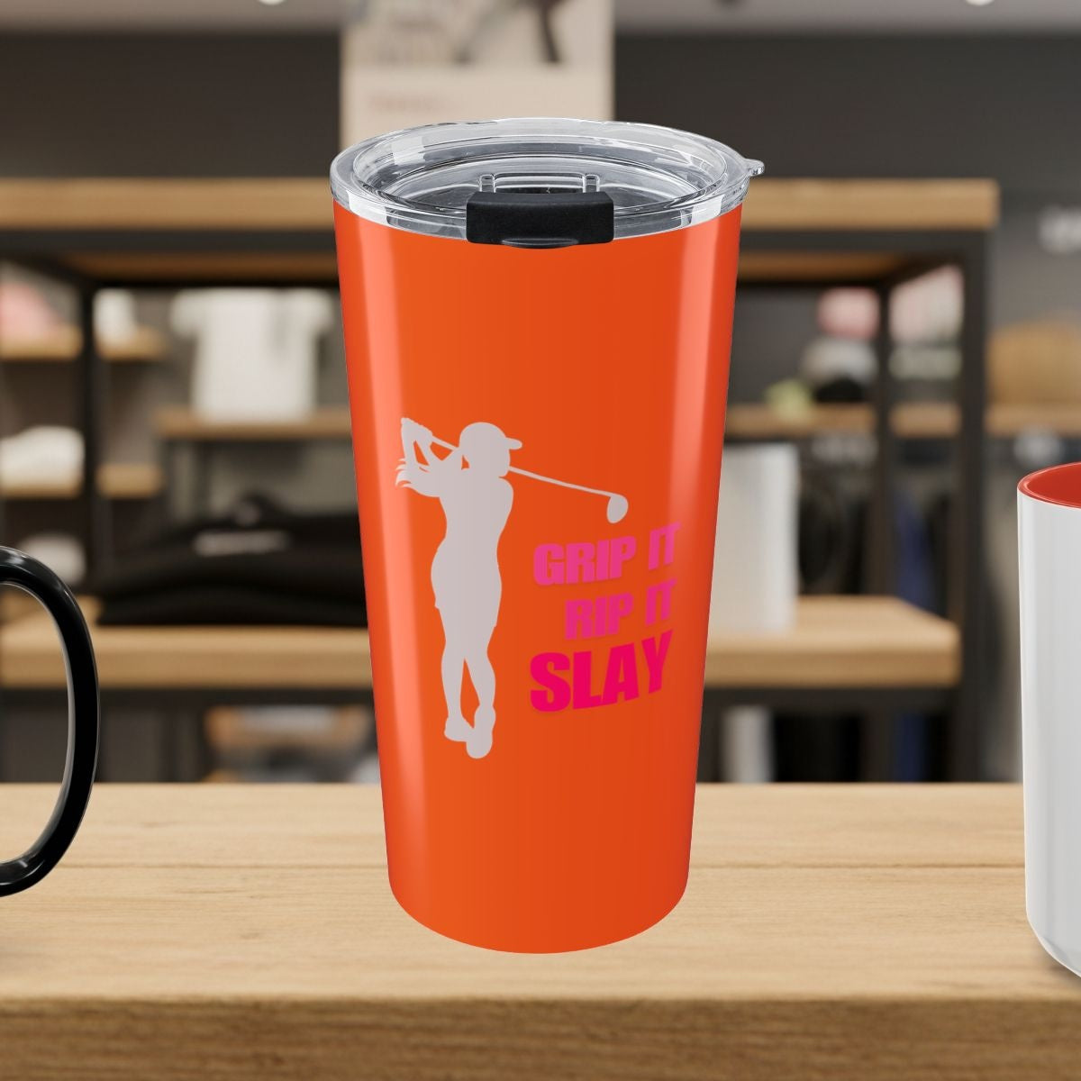 GRIP IT, RIP IT, SLAY (Female) - 20oz Tumbler in Orange