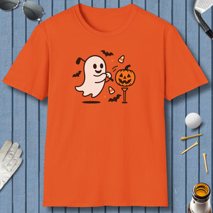 Ghost Tee Off - Adult Golf T-Shirt in Orange