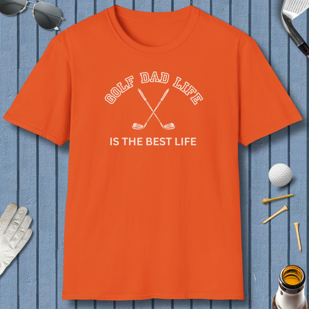 Golf Dad Life is the Best Life - Adult Golf T-Shirt in Orange