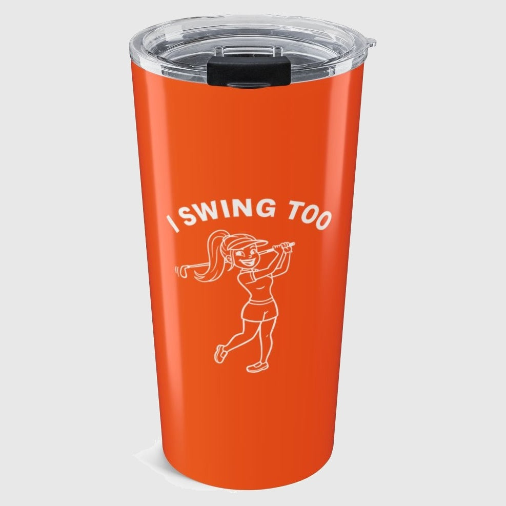 Retro I SWING TOO Women's Golf T-Shirt - 20oz Tumbler in Orange