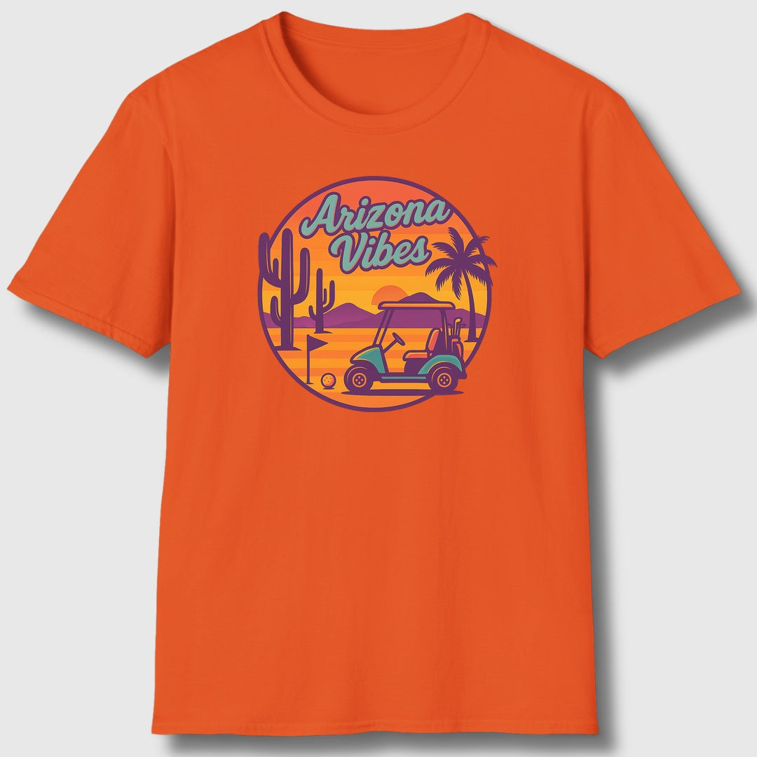 Golf Vibes - Arizona - Desert Edition Golf Destination - Adult Golf T-Shirt in Orange