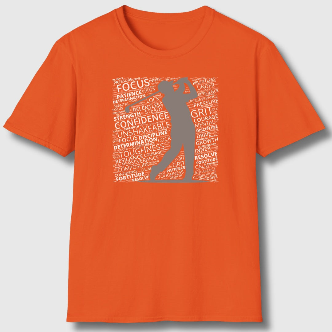 Unleash Your Mental Game (Male) - Adult Golf T-Shirt in Orange