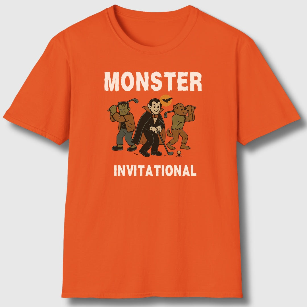 Monster Invitational - Adult Golf T-Shirt in Orange