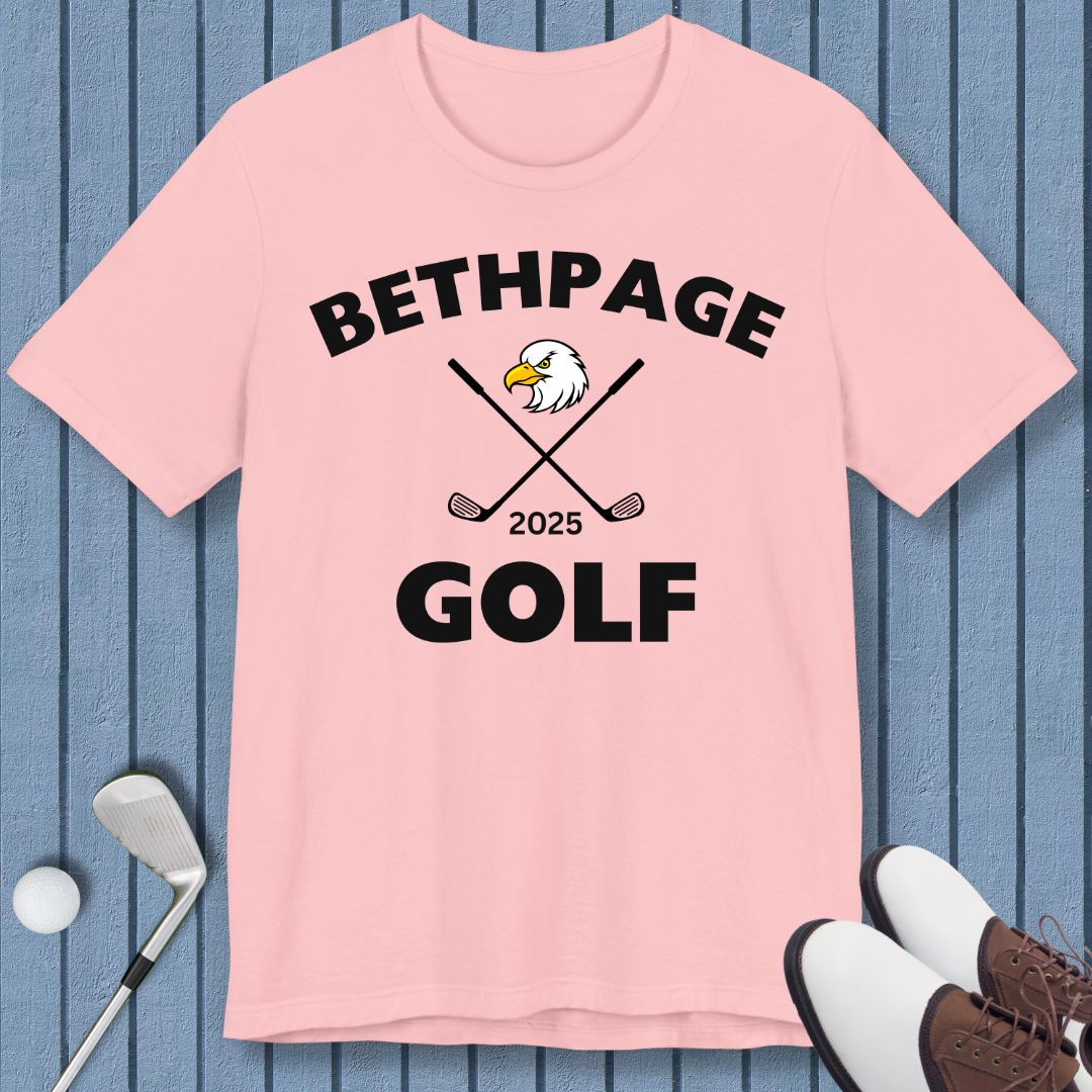 Bethpage Golf 2025 - T-shirt in Pink, great for casual wear. Find more fun golf focused products at oneforetheages.com