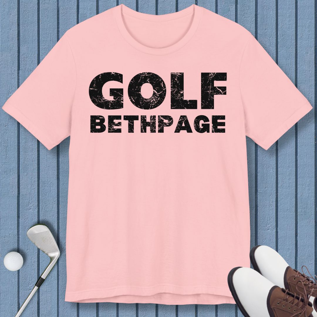 Golf Bethpage - T-shirt in Pink, great for casual wear. Find more fun golf focused products at oneforetheages.com